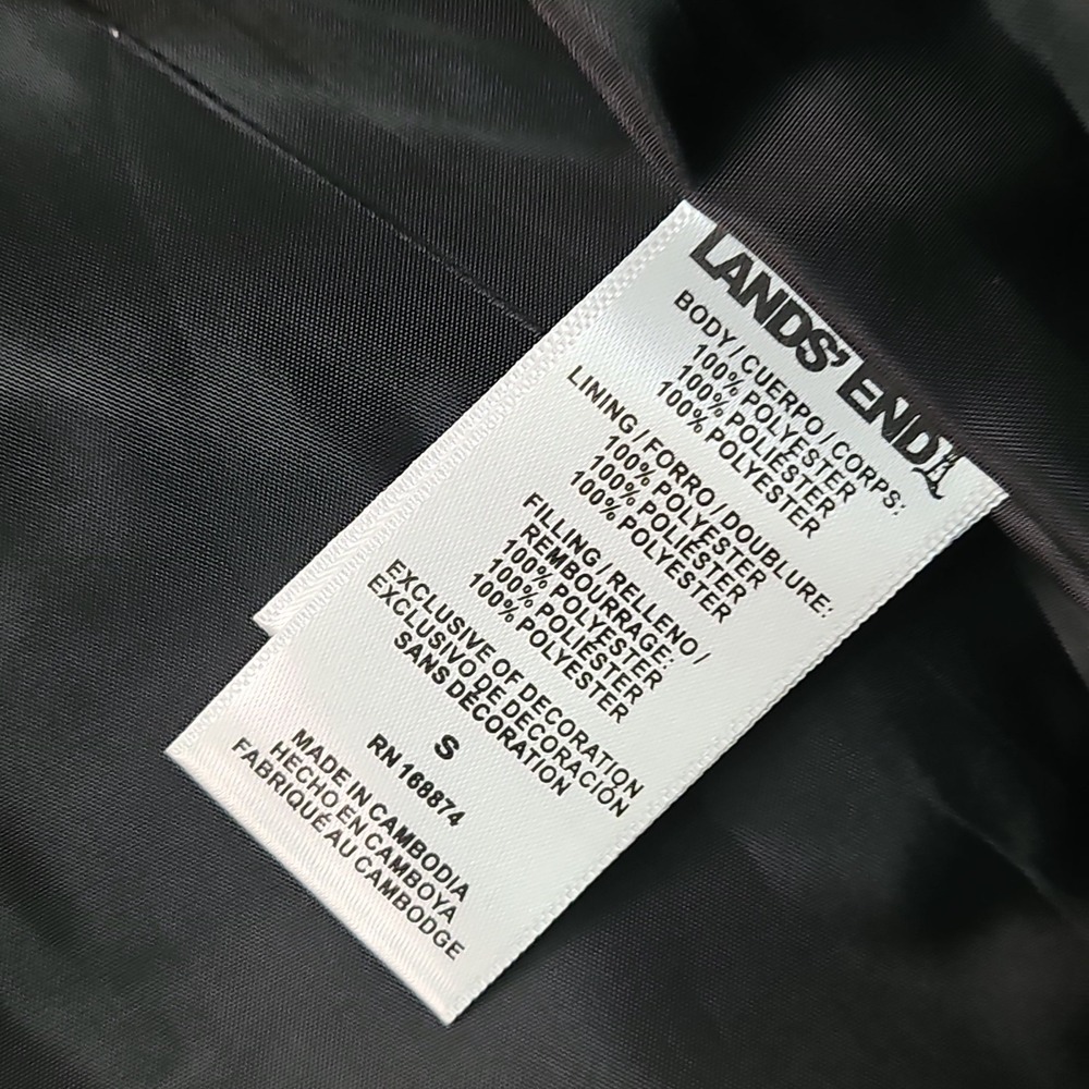 Lands End Jacket Womens S Black Quilted Hooded Full Zip Pockets Mock Neck - Picture 9 of 16